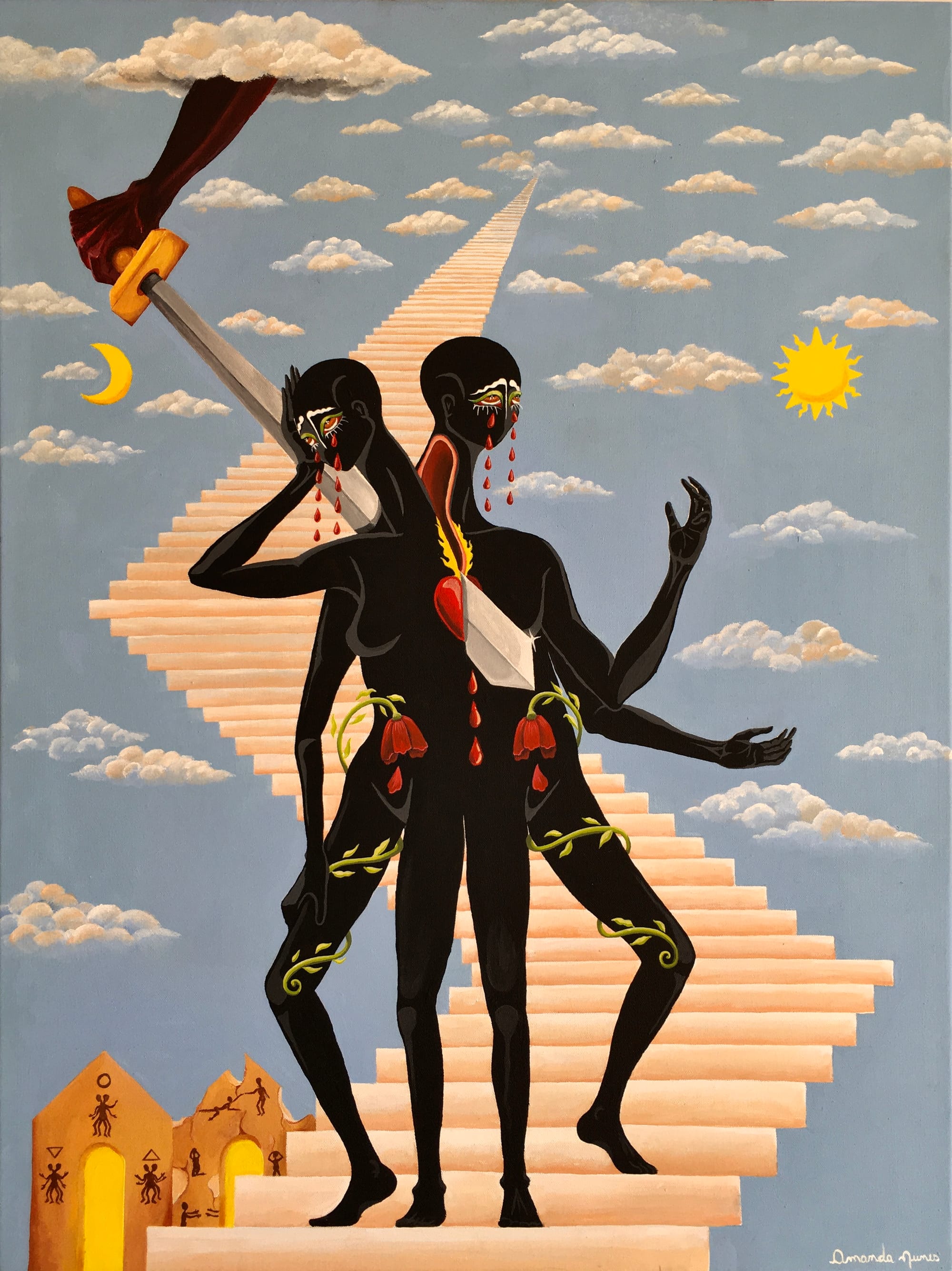 Amanda Nunes, O Mito das Almas Gemeas, acrylic on canvas, 2022 by CASCA Archive artist, approved editorial image