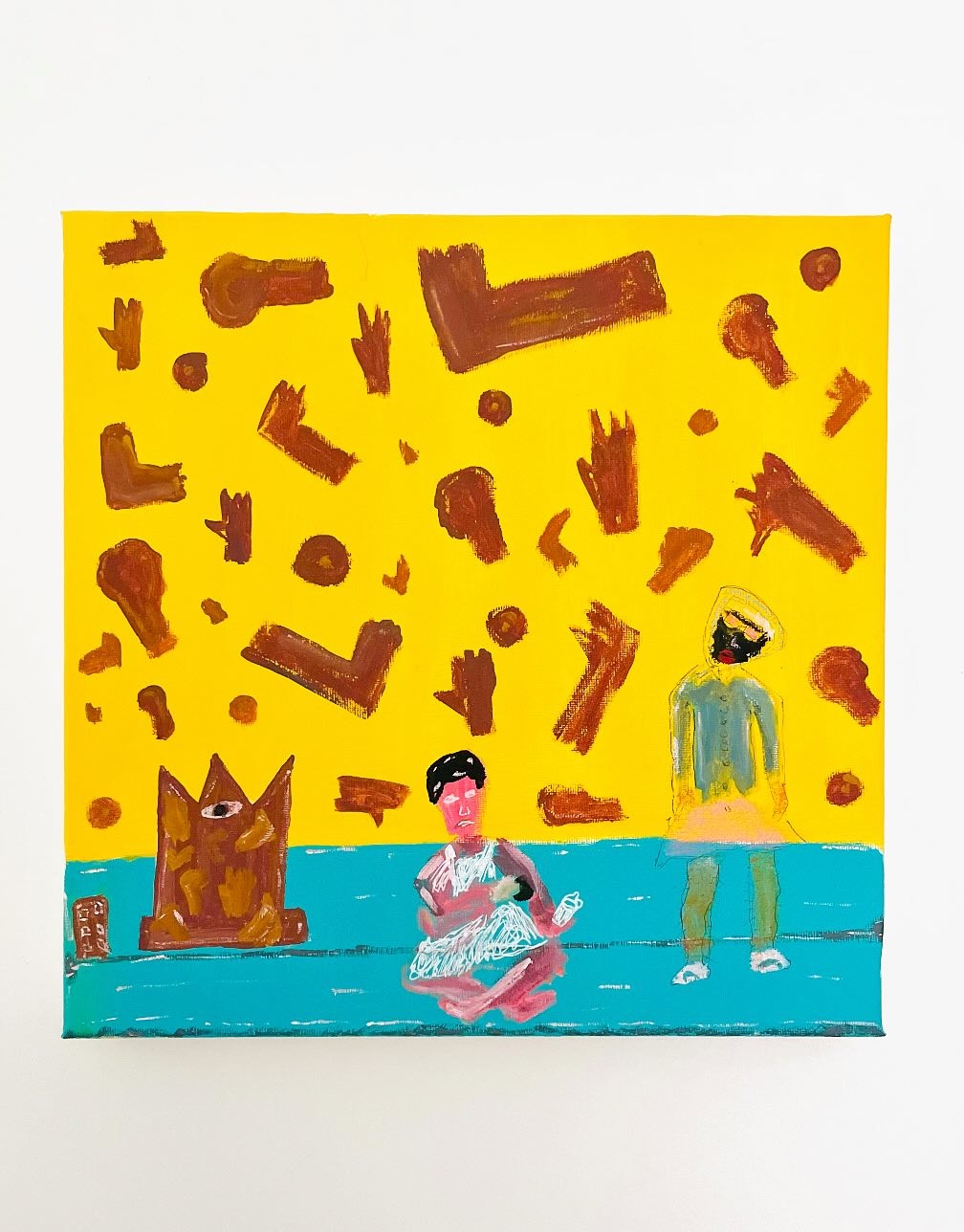 Carolina Noemia, yellow composition with figures and fragments by CASCA Archive artist, approved editorial image