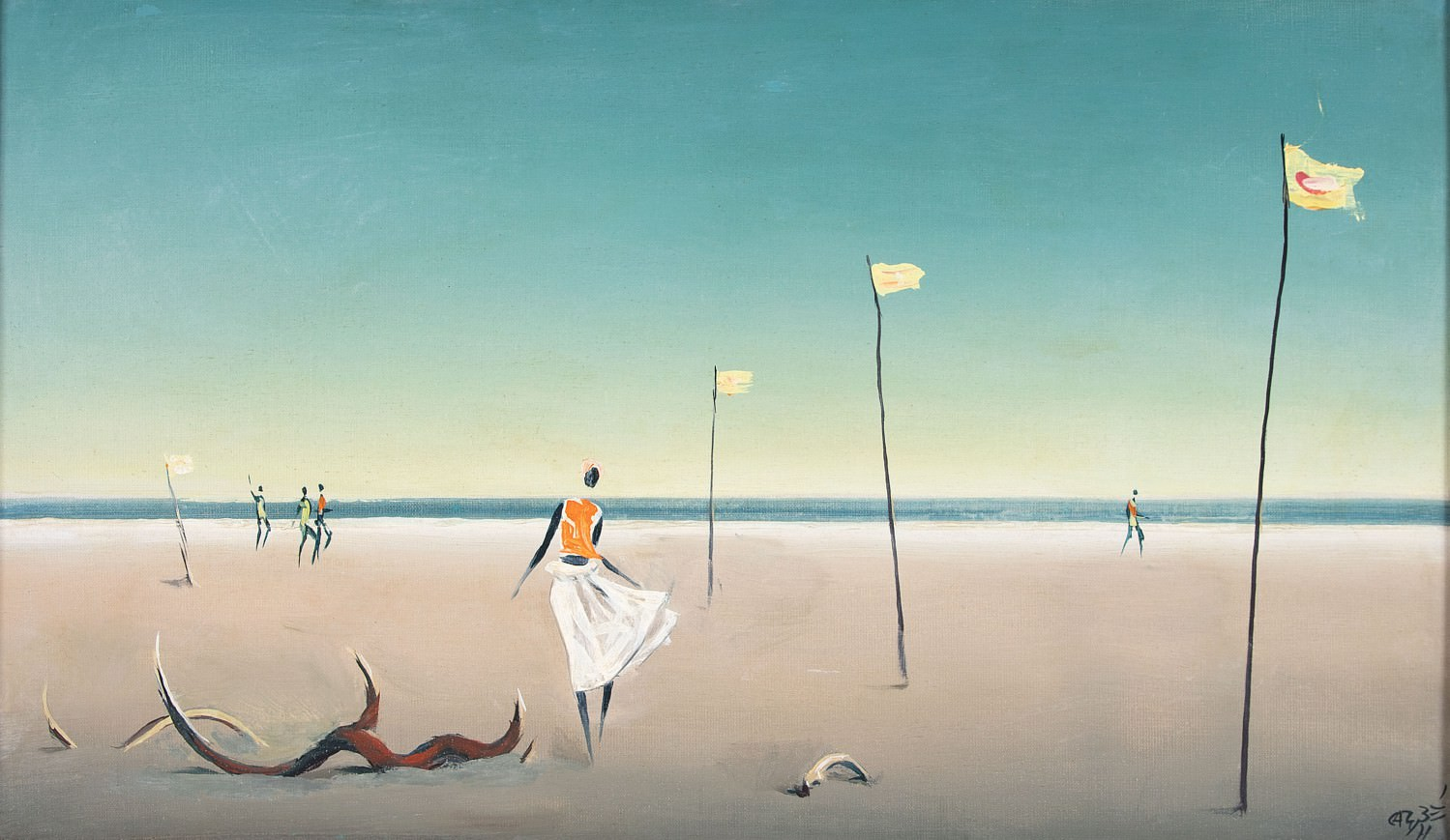 Carybé artwork - Seaside figure with flags by CASCA Archive artist, approved editorial image