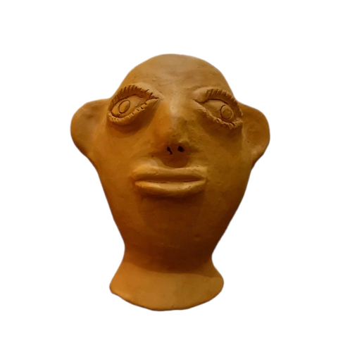 Dona Irinéia, ceramic head, isolated white studio field by CASCA Archive artist, approved editorial image