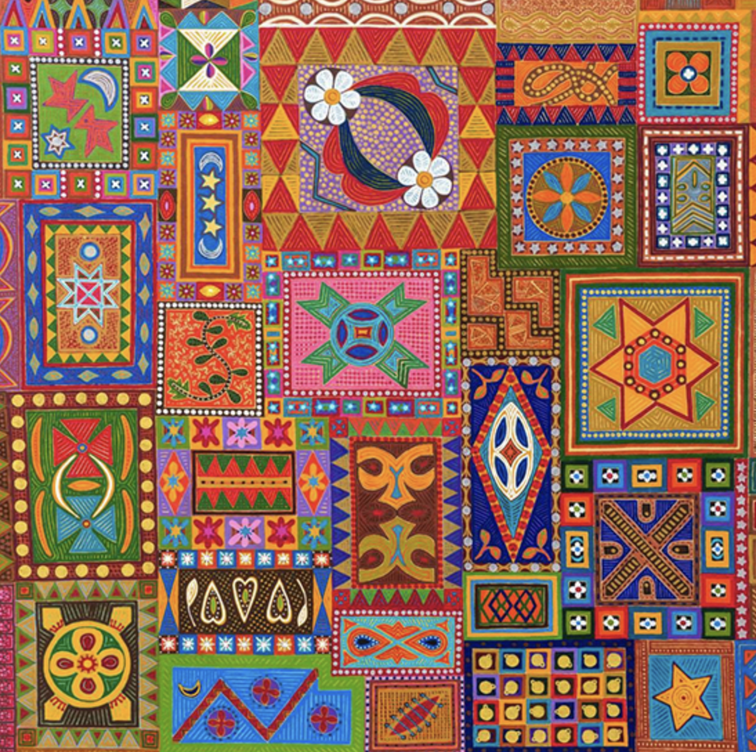 J. Cunha artwork, multicolored geometric field, image 3 by CASCA Archive artist, approved editorial image